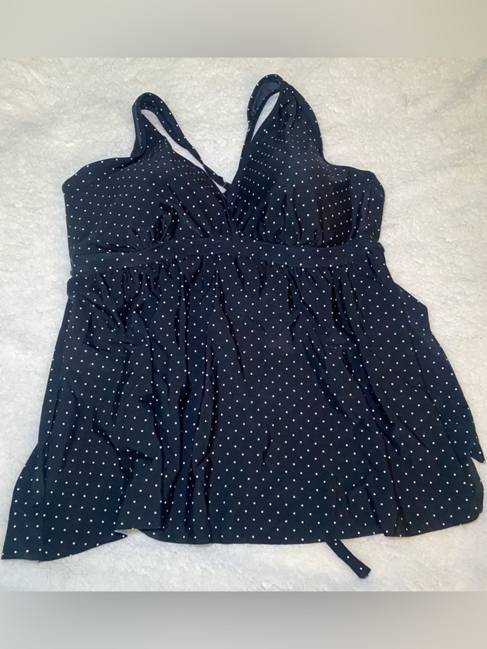 NWOT strappy a line Black Polka Dot Tankini Swim Top